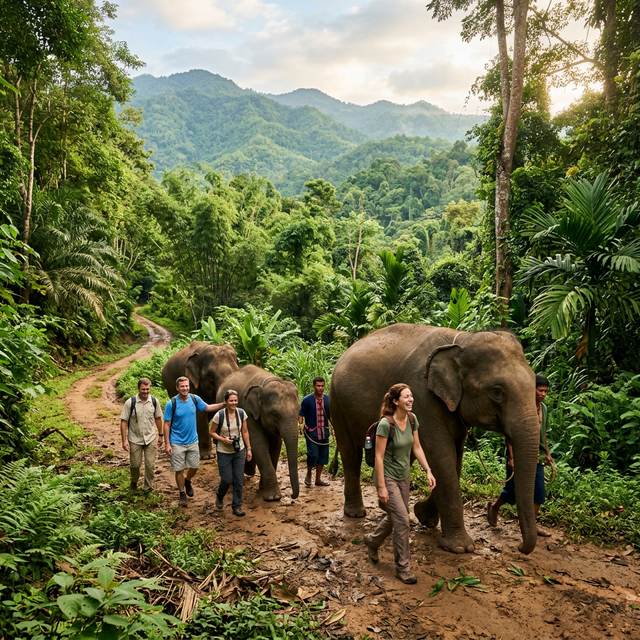 Walking with elephants